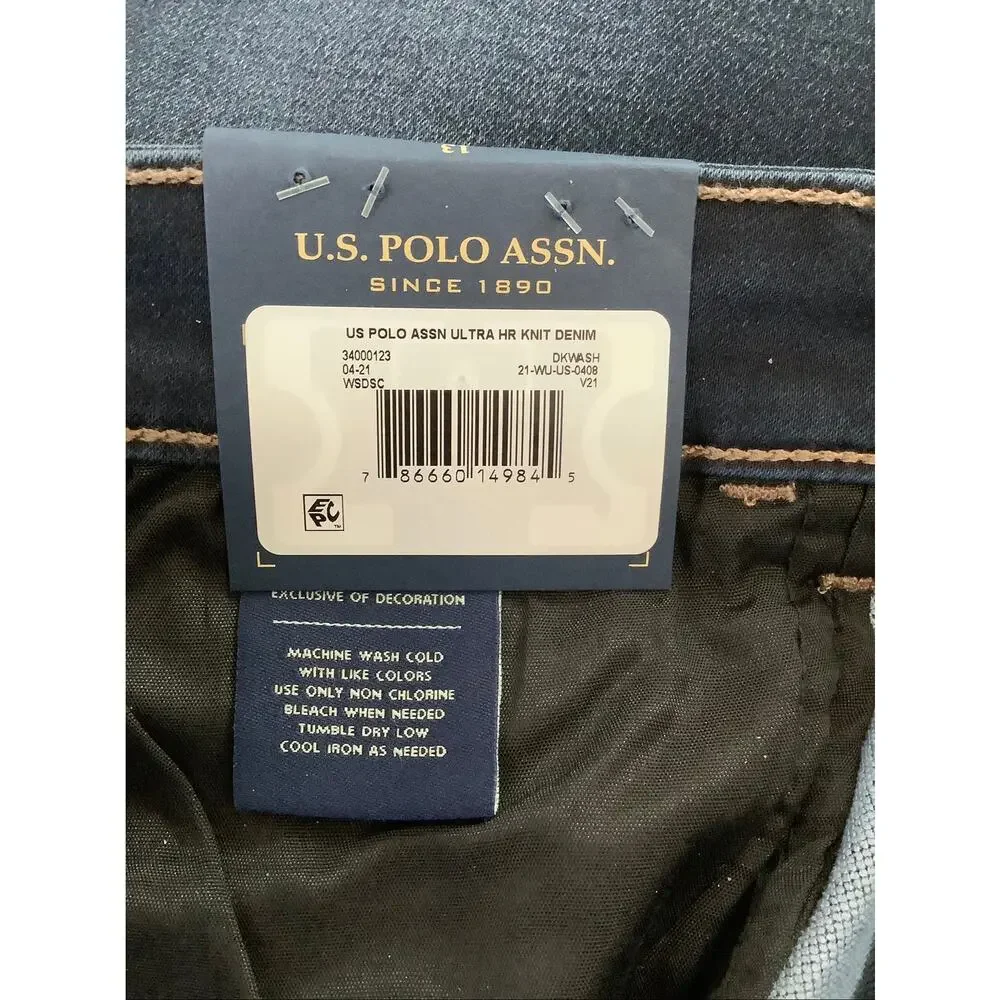 U.S. Polo Assn. Women's 13 Dark Wash Ultra High Rise Super Skinny Jeans P6-1